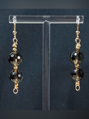 14K GF Smokey Quartz Artisan Hand Crafted Dangle Earrings